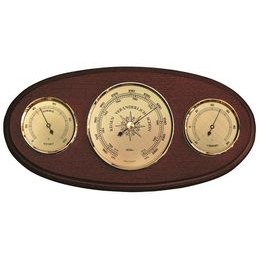 Barometr s teplměrem a vlhkoměrem na dřevěné podložce 9160-22