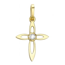 Zlatý 585/1000 přívěs Křížek se zirkonem TU-4028