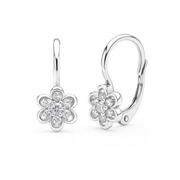 Zlaté náušnice z bílého zlata se zirkony klapkové