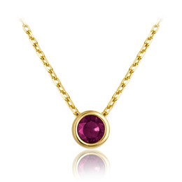 MINET Decentní zlatý náhrdelník s vínovým zirkonem Au 585/1000 1,85g