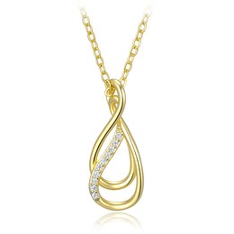 MINET Elegantní pozlacený stříbrný 925/1000 náhrdelník s bílým zirkonem JMAS0351GN45