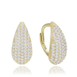 MINET Pozlacené stříbrné náušnice kapky s bílými zirkony