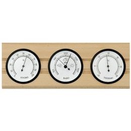 Barometr s teploměrem a vlhkoměrem na dřevěné podložce B203977