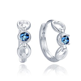 MINET Elegantní stříbrné náušnice s modrým zirkonem