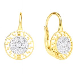 Zlaté 585/1000 náušnice se zirkony - klapkové TU-3025