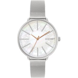 MINET MWL5143 Stříbrné dámské hodinky PRAGUE Silver Flower Mesh