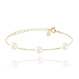 MINET Pozlacený stříbrný náramek s přírodními perlami