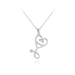 MINET Stříbrný náhrdelník STETOSKOP se zirkony