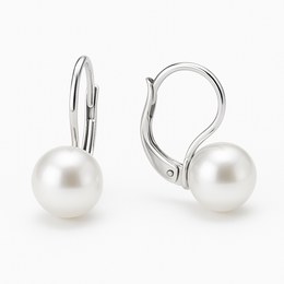 Zlaté náušnice s perlou z bílého zlata klapkové