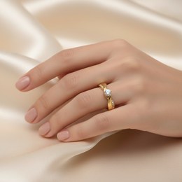 Zlatý 585/1000 prsten se zirkonem 5045