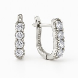 Zlaté náušnice z bílého zlata se zirkony francouz. zavírání