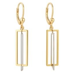 Zlaté visací naušnice s bílým zlatem