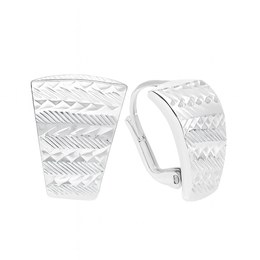 Zlaté 585/1000 náušnice z bílého zlata s gravírováním TU-3072