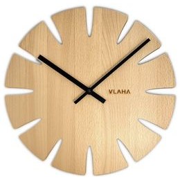 VLAHA Přírodní bukové hodiny vyrobené v Čechách se černými ručkami ⌀32,5cm