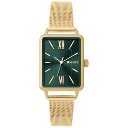 MINET Zlato-zelené dámské hodinky SIENA se zlatým ocelovým řemínkem