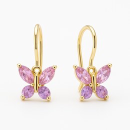 Zlaté naušnice - motýlci růžoví brizura