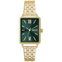 MINET Zlato-zelené dámské hodinky SIENA se zlatým ocelovým řemínkem