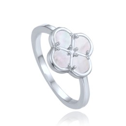 MINET 925/100 Stříbrný prsten čtyřlístek s bílou perletí JMAS7058WR