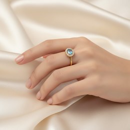 Zlatý 585/1000 prsten z bílého zlata s kameny