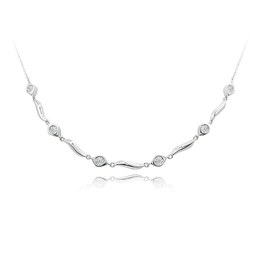 MINET Elegantní stříbrný náhrdelník s bílými zirkony