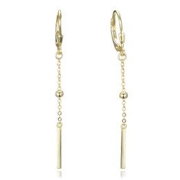MINET Pozlacené řetízkové stříbrné visací náušnice s kuličkami a tyčkami