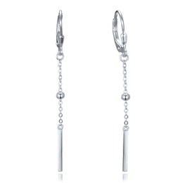 MINET Řetízkové stříbrné visací náušnice s kuličkami a tyčkami