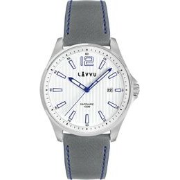 Pánské hodinky se safírovým sklem LAVVU LWM0163 NORDKAPP White / Top Grain Leather