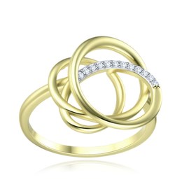 MINET Elegantní pozlacený stříbrný 925/1000 prsten s bílým zirkonem JMAS0348BR