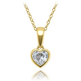 MINET Dětský zlatý náhrdelník srdíčko s bílým zirkonem Au 585/1000 1,90g