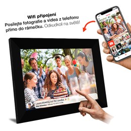 TFA 37.1000.01 - digitální fotorámeček s přesným časem a předpovědí počasí a aplikací Frameo