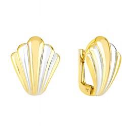 Zlaté 585/1000 náušnice klapkové s bílým zlatem Mušle TU-3008