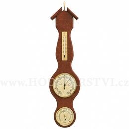 Barometr s teploměrem a vlhkoměrem na dřevěné podložce B203056