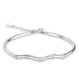 MINET Elegantní zvlněný stříbrný 925/1000 náramek s bílým zirkonem JMAS0358SB17