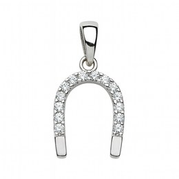 Zlatý 585/1000 přívěsek z bílého zlata se zirkony podkova 3973
