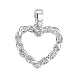 Zlatý 585/1000 přívěsek z bílého zlata se zirkony srdce 30208