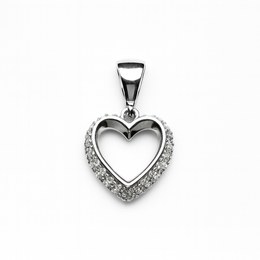 Zlatý 585/1000 přívěsek z bílého zlata srdce 30255