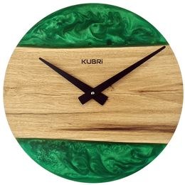 KUBRi 0183 - Luxusní dubové hodiny s epoxidovými doplňky