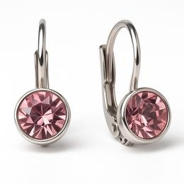 Stříbrné náušnice s růžovým zirkonem