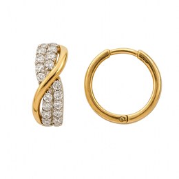 Zlaté 585/1000 náušnice kruhy se zirkony