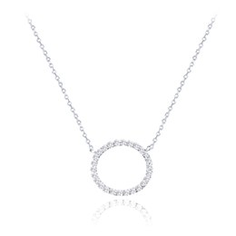 MINET Náhrdelník z bílého zlata kroužek s bílými zirkony Au 585/1000 2,20g
