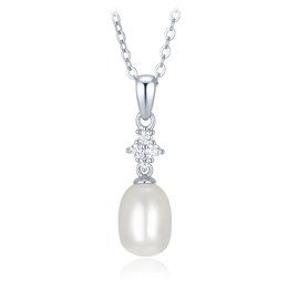 MINET Elegantní stříbrný 925/1000 náhrdelník s perlou a bílým zirkonem JMAS7063SN45