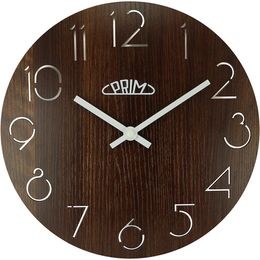 Dřevěné designové hodiny tmavě hnědé PRIM Natural - C