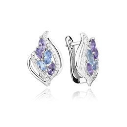 MOISS stříbrné náušnice AMETYST, TOPAZ