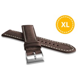 Prodloužený přírodně barevný tmavě hnědý řemínek LAVVU NATURE z luxusní kůže Top Grain - 22 XXL