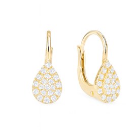 Zlaté 585/1000 náušnice se zirkony - klapkové TU-3027
