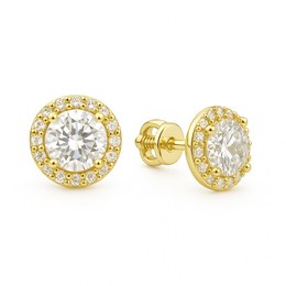 Zlaté náušnice se zirkony šroubkové