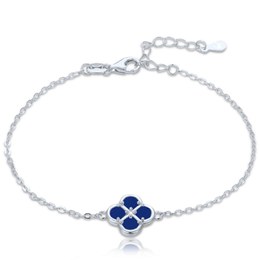 MINET Stříbrný náramek čtyřlístek s lapisem