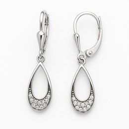 Zlaté visací náušnice z bílého zlata se zirkony klapkové