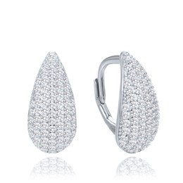MINET Stříbrné náušnice kapky s bílými zirkony