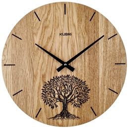KUBRi 0123B - velké dubové hodiny české výroby o průměru 60 cm